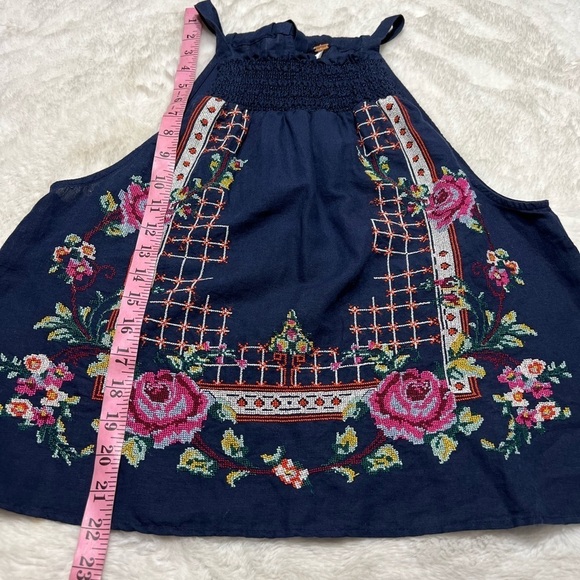 Free People Navy Floral Embroidered Top - Picture 6 of 7